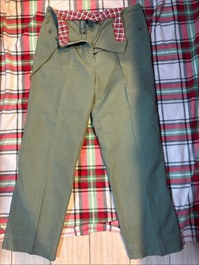 LAUREN RALPH LAUREN OKIVE GREEN UTILITY TROUSER WITH DRAWSTRING